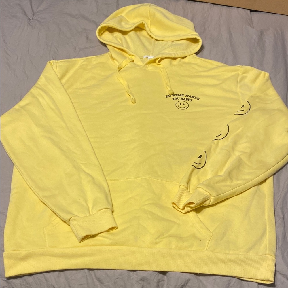 Yellow Hoodie with Smiley Design